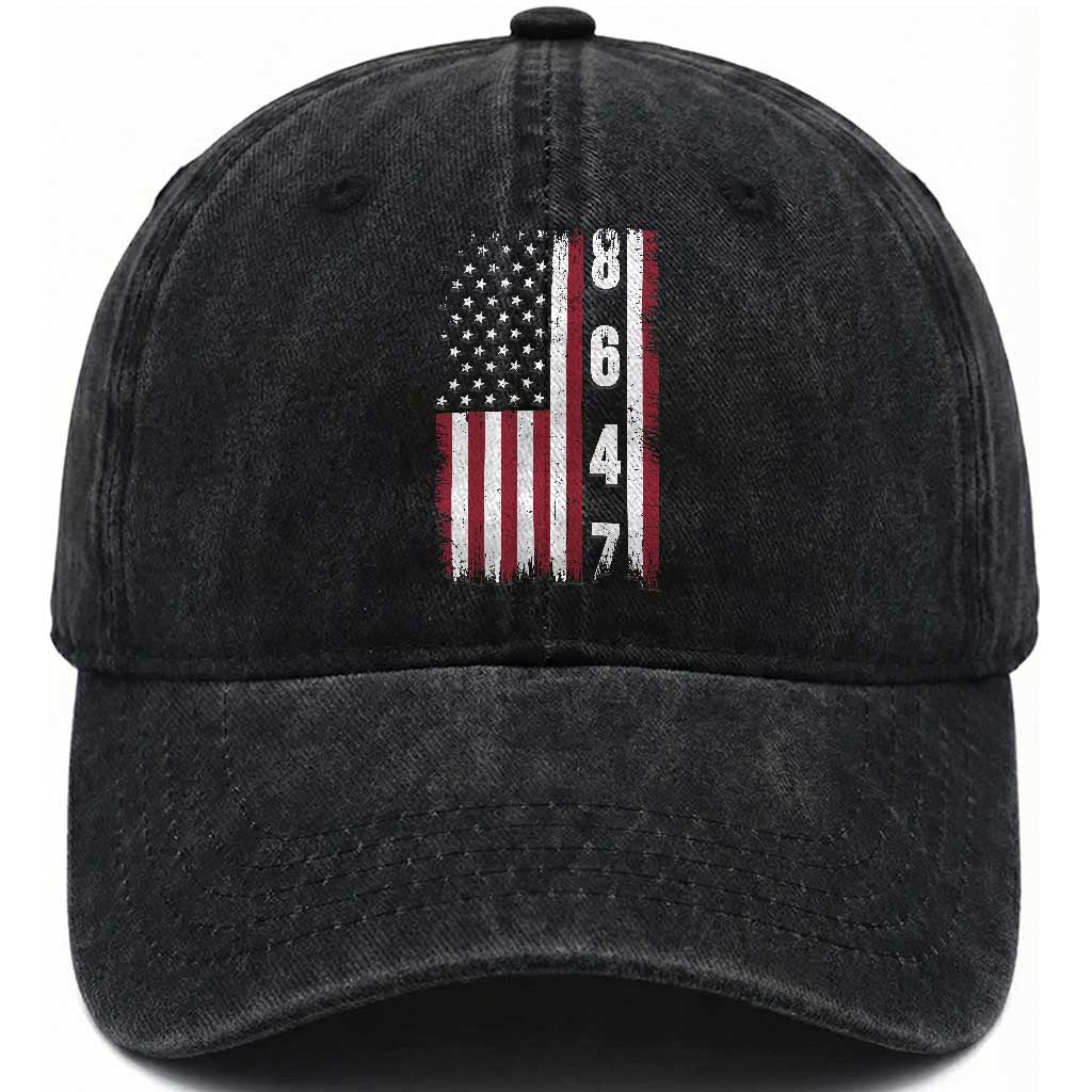 8647 Vintage US Flag Washed Cotton Baseball Cap Political Expression Apparel For Democrats TS12 Print Your Wear
