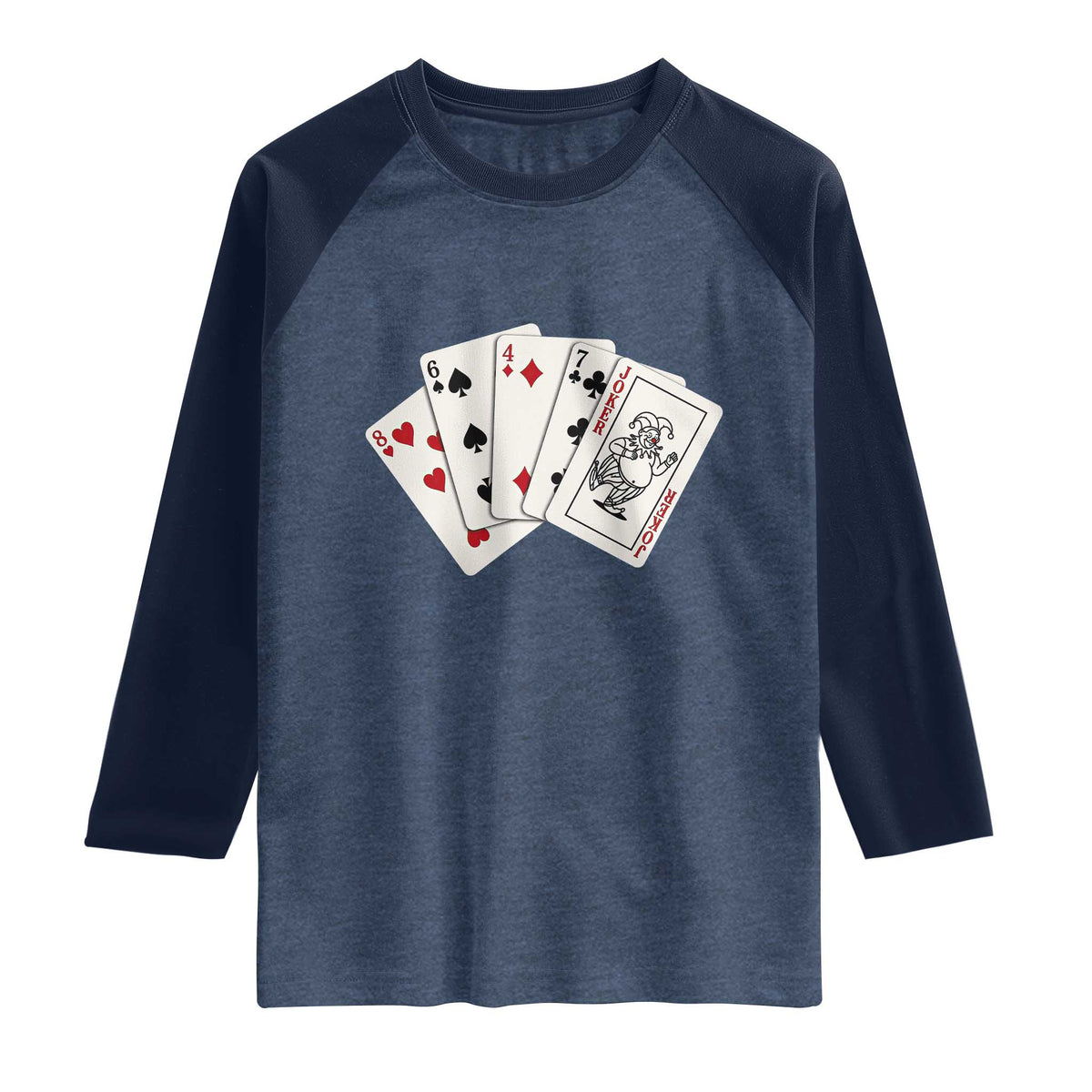 8647 Protest Playing Cards Raglan Shirt Liberal Activist Anti Trump Graphic TS12 Heather Denim Navy Print Your Wear