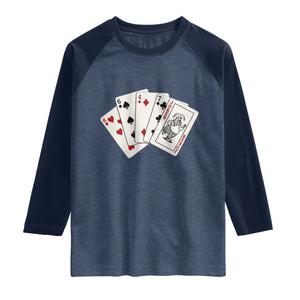 8647 Protest Playing Cards Raglan Shirt Liberal Activist Anti Trump Graphic TS12 Heather Denim Navy Print Your Wear