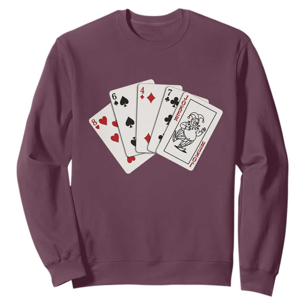 8647 Protest Playing Cards Sweatshirt Liberal Activist Anti Trump Graphic TS12 Maroon Print Your Wear