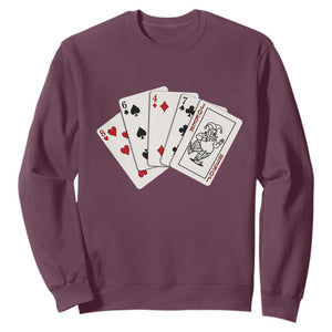8647 Protest Playing Cards Sweatshirt Liberal Activist Anti Trump Graphic TS12 Maroon Print Your Wear