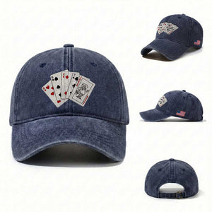 8647 Protest Playing Cards Washed Cotton Baseball Cap Liberal Activist Anti Trump Graphic TS12 Washed Cap Universal Fit Navy Print Your Wear