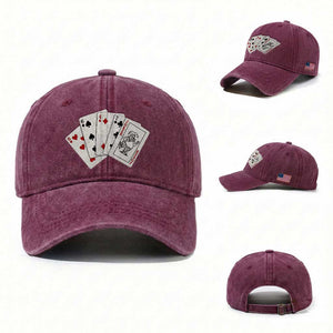 8647 Protest Playing Cards Washed Cotton Baseball Cap Liberal Activist Anti Trump Graphic TS12 Washed Cap Universal Fit Burgundy Print Your Wear