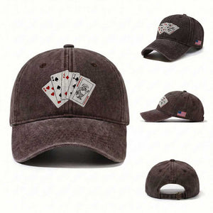 8647 Protest Playing Cards Washed Cotton Baseball Cap Liberal Activist Anti Trump Graphic TS12 Washed Cap Universal Fit Dark Brown Print Your Wear