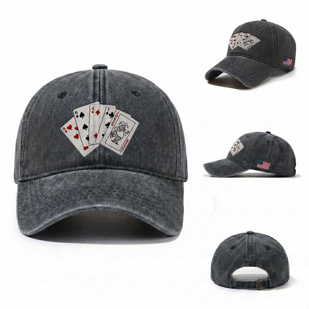 8647 Protest Playing Cards Washed Cotton Baseball Cap Liberal Activist Anti Trump Graphic TS12 Washed Cap Universal Fit Dark Gray Print Your Wear