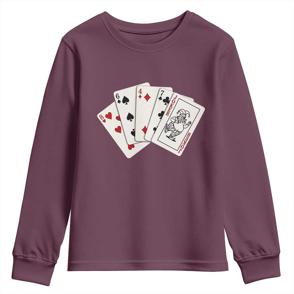 8647 Protest Playing Cards Youth Sweatshirt Liberal Activist Anti Trump Graphic TS12 Maroon Print Your Wear