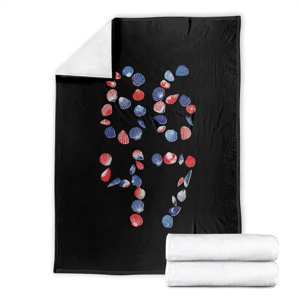 Red White Blue Seashell 8647 Throw Blanket Viral 2026 Beach Walk Satire Graphic TS12 Black Print Your Wear