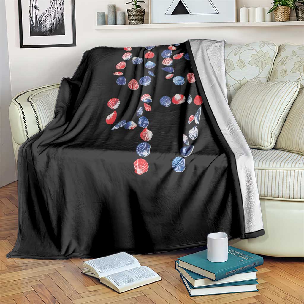 Red White Blue Seashell 8647 Throw Blanket Viral 2026 Beach Walk Satire Graphic TS12 Print Your Wear