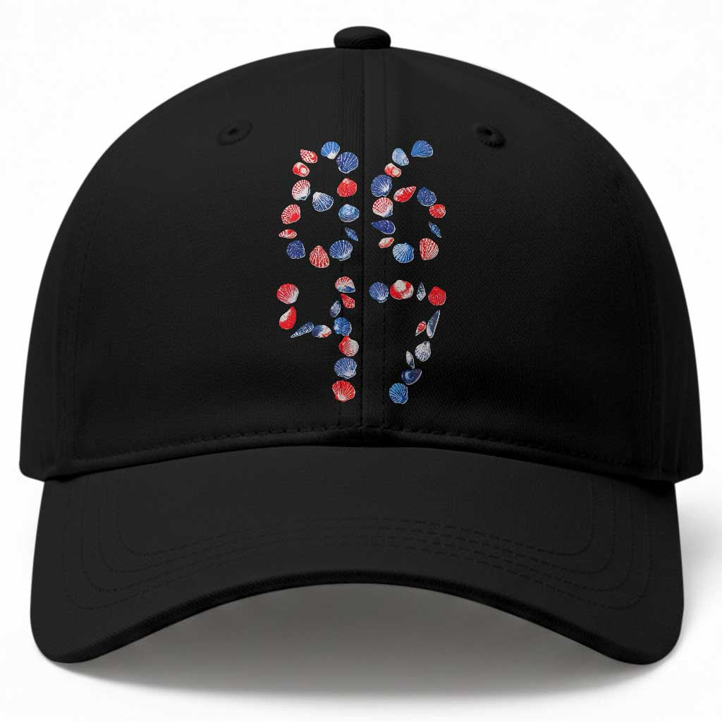 Red White Blue Seashell 8647 Baseball Cap Viral 2026 Beach Walk Satire Graphic TS12 Print Your Wear