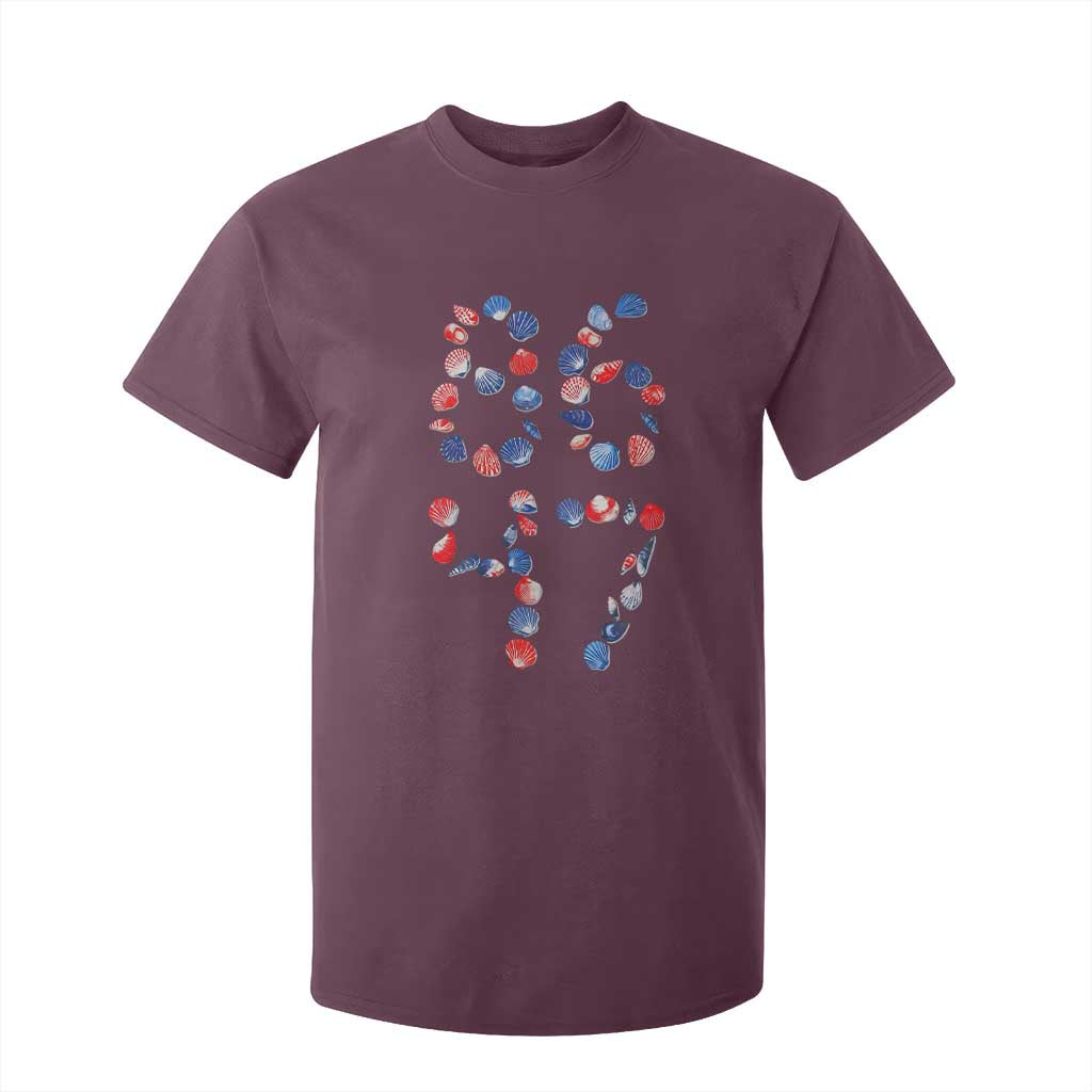 Red White Blue Seashell 8647 T Shirt For Kid Viral 2026 Beach Walk Satire Graphic TS12 Maroon Print Your Wear