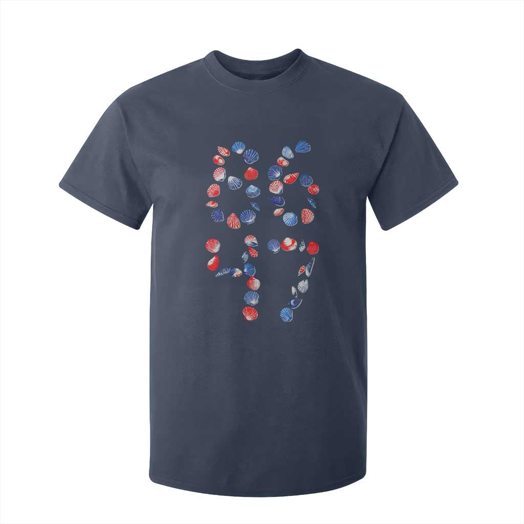 Red White Blue Seashell 8647 T Shirt For Kid Viral 2026 Beach Walk Satire Graphic TS12 Navy Print Your Wear
