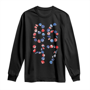 Red White Blue Seashell 8647 Long Sleeve Shirt Viral 2026 Beach Walk Satire Graphic TS12 Black Print Your Wear