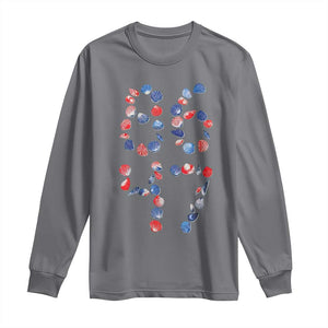 Red White Blue Seashell 8647 Long Sleeve Shirt Viral 2026 Beach Walk Satire Graphic TS12 Charcoal Print Your Wear