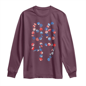 Red White Blue Seashell 8647 Long Sleeve Shirt Viral 2026 Beach Walk Satire Graphic TS12 Maroon Print Your Wear