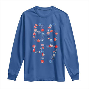 Red White Blue Seashell 8647 Long Sleeve Shirt Viral 2026 Beach Walk Satire Graphic TS12 Royal Blue Print Your Wear