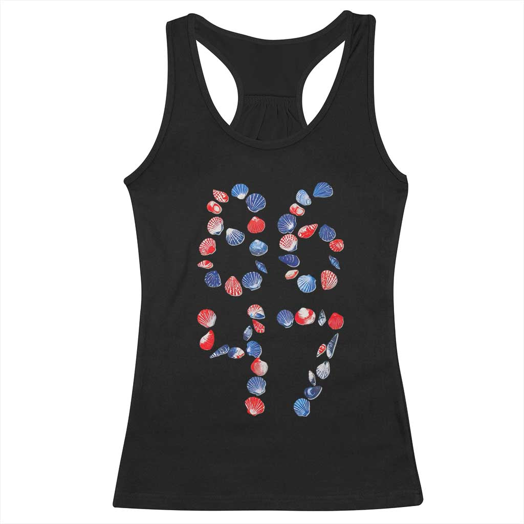 Red White Blue Seashell 8647 Racerback Tank Top Viral 2026 Beach Walk Satire Graphic TS12 Black Print Your Wear