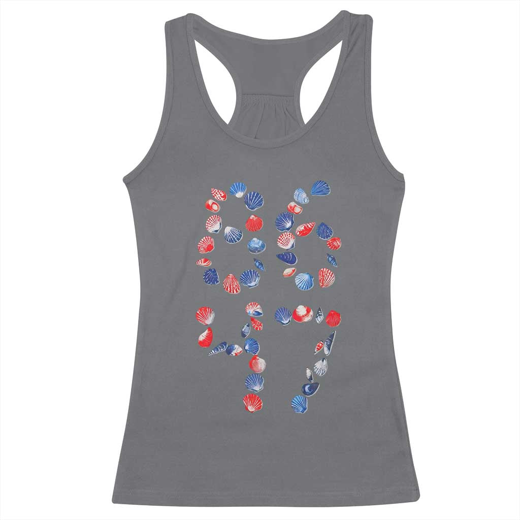 Red White Blue Seashell 8647 Racerback Tank Top Viral 2026 Beach Walk Satire Graphic TS12 Charcoal Print Your Wear
