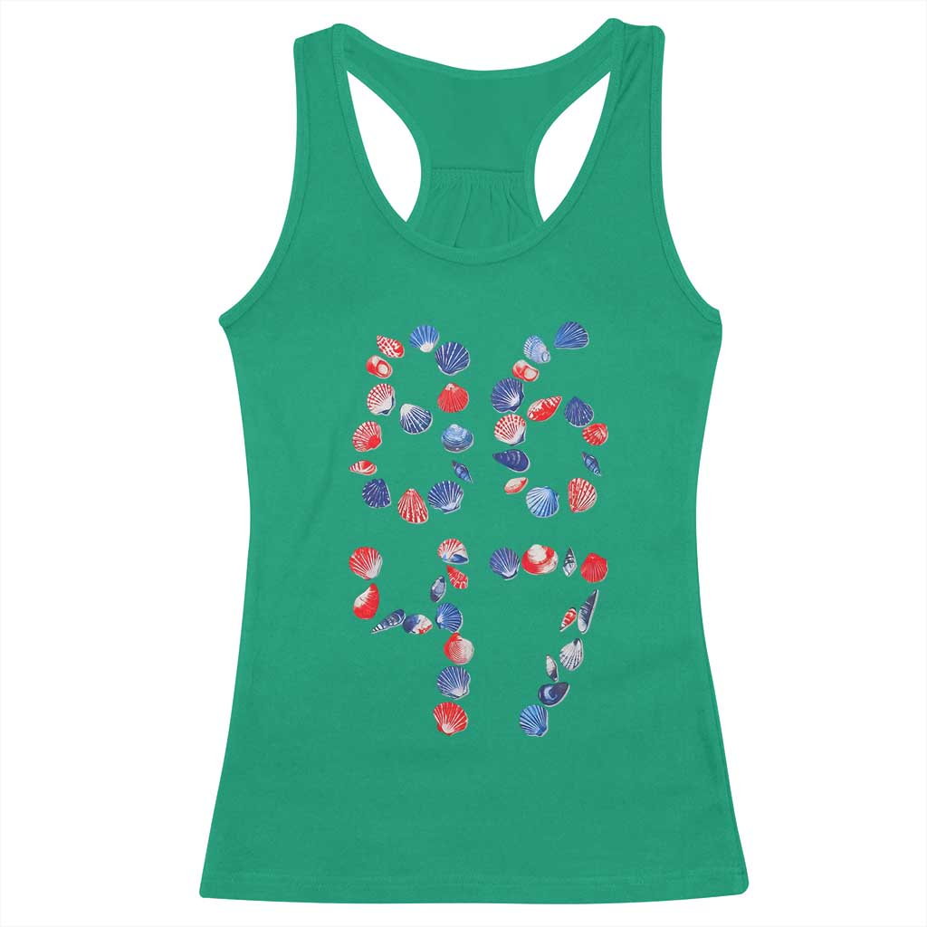 Red White Blue Seashell 8647 Racerback Tank Top Viral 2026 Beach Walk Satire Graphic TS12 Irish Green Print Your Wear