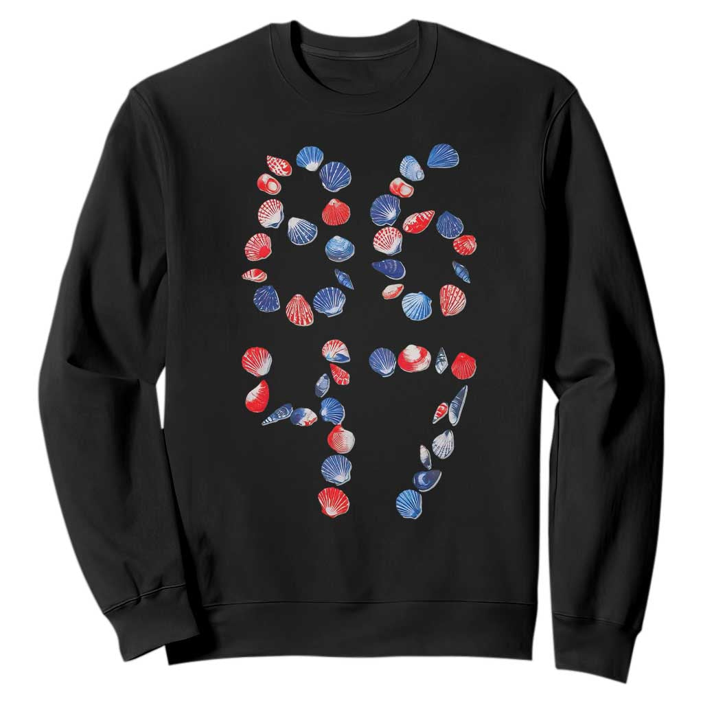 Red White Blue Seashell 8647 Sweatshirt Viral 2026 Beach Walk Satire Graphic TS12 Black Print Your Wear