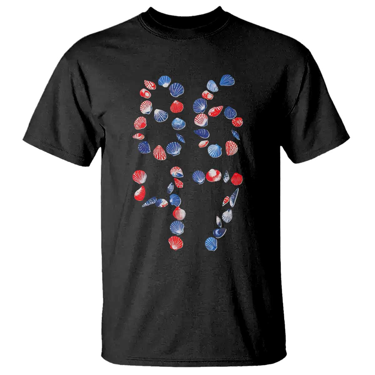 Red White Blue Seashell 8647 T Shirt Viral 2026 Beach Walk Satire Graphic TS12 Black Print Your Wear