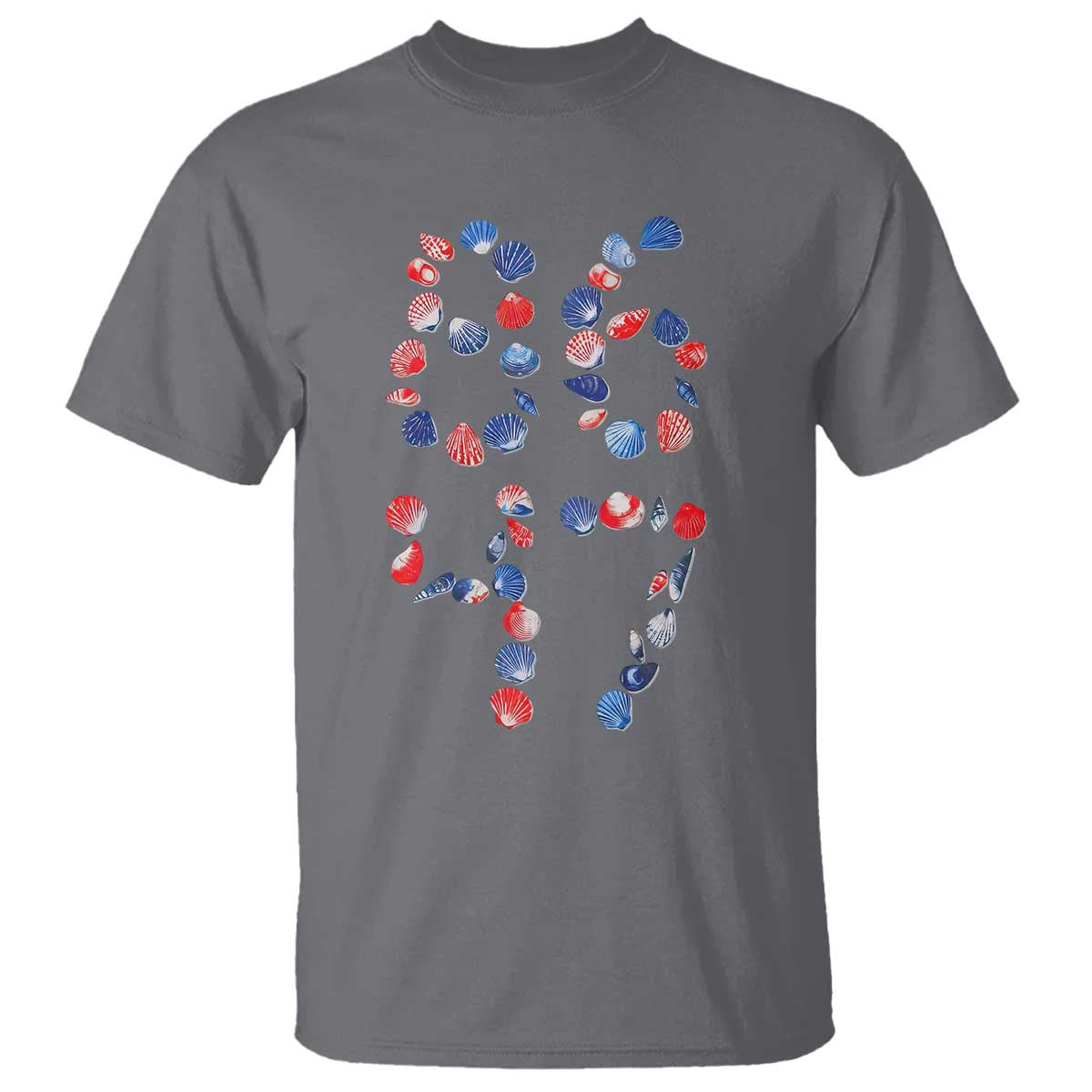 Red White Blue Seashell 8647 T Shirt Viral 2026 Beach Walk Satire Graphic TS12 Charcoal Print Your Wear