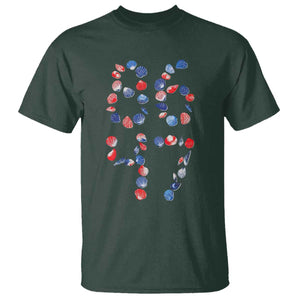 Red White Blue Seashell 8647 T Shirt Viral 2026 Beach Walk Satire Graphic TS12 Dark Forest Green Print Your Wear