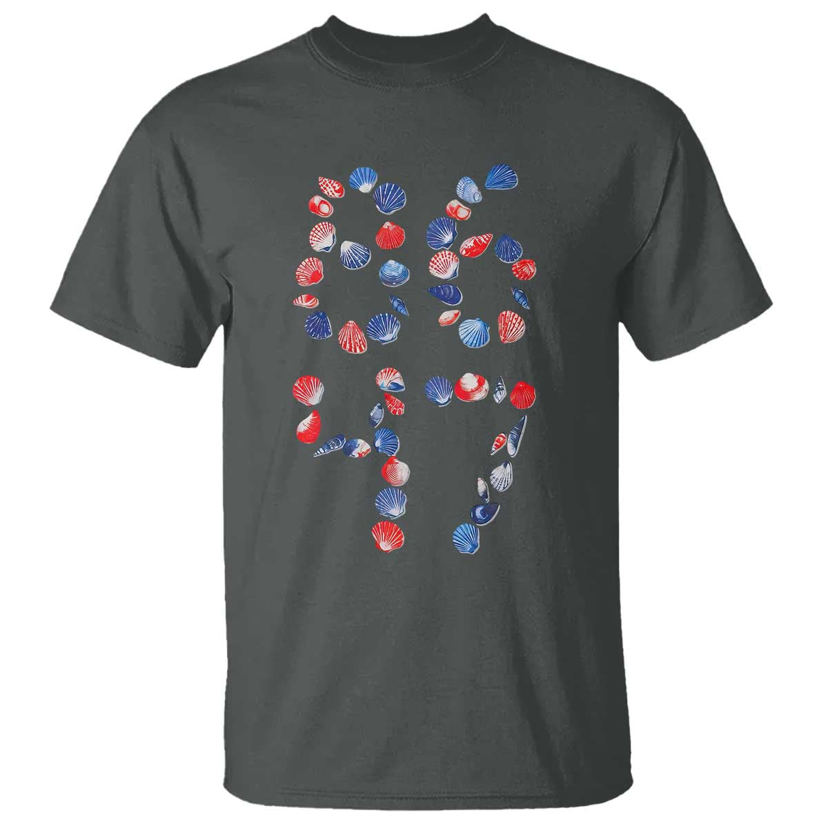 Red White Blue Seashell 8647 T Shirt Viral 2026 Beach Walk Satire Graphic TS12 Dark Heather Print Your Wear