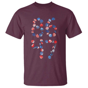 Red White Blue Seashell 8647 T Shirt Viral 2026 Beach Walk Satire Graphic TS12 Maroon Print Your Wear