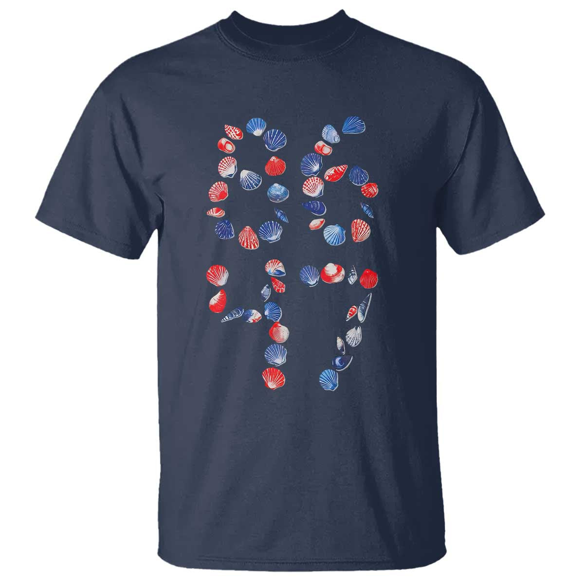 Red White Blue Seashell 8647 T Shirt Viral 2026 Beach Walk Satire Graphic TS12 Navy Print Your Wear