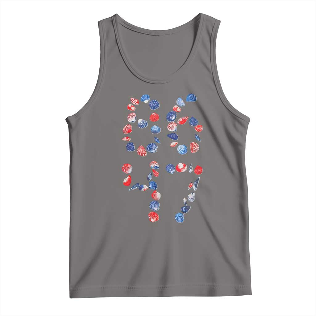 Red White Blue Seashell 8647 Tank Top Viral 2026 Beach Walk Satire Graphic TS12 Deep Heather Print Your Wear