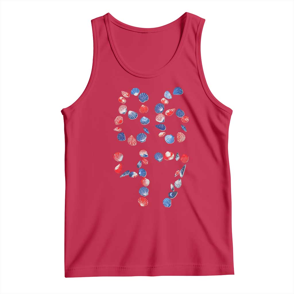 Red White Blue Seashell 8647 Tank Top Viral 2026 Beach Walk Satire Graphic TS12 Red Print Your Wear