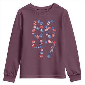 Red White Blue Seashell 8647 Youth Sweatshirt Viral 2026 Beach Walk Satire Graphic TS12 Maroon Print Your Wear