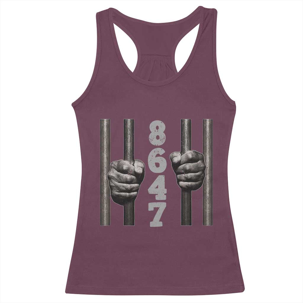 Funny 8647 Jail Racerback Tank Top Freedom Protest Satire Graphic Gift TS12 Maroon Print Your Wear
