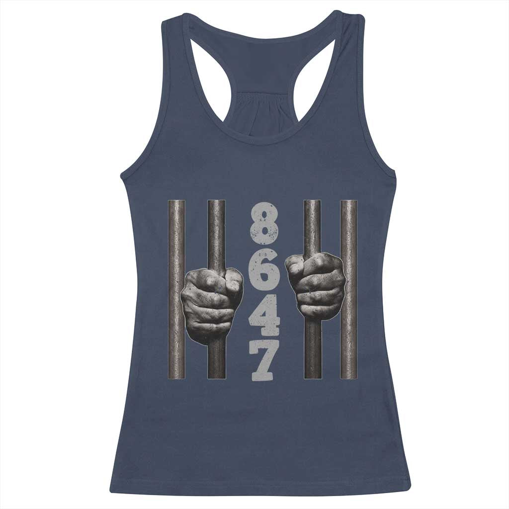 Funny 8647 Jail Racerback Tank Top Freedom Protest Satire Graphic Gift TS12 Navy Print Your Wear