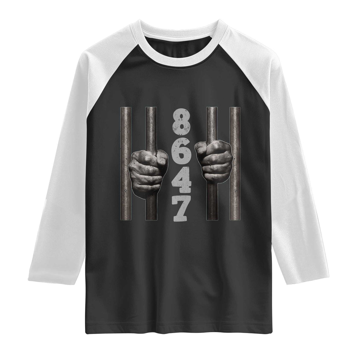 Funny 8647 Jail Raglan Shirt Freedom Protest Satire Graphic Gift TS12 Black White Print Your Wear