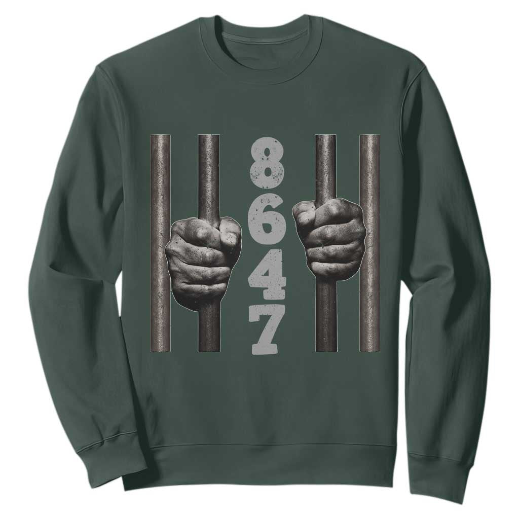 Funny 8647 Jail Sweatshirt Freedom Protest Satire Graphic Gift TS12 Dark Forest Green Print Your Wear