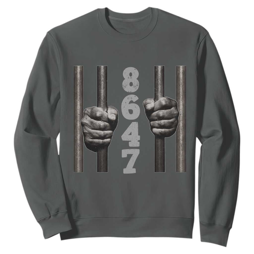 Funny 8647 Jail Sweatshirt Freedom Protest Satire Graphic Gift TS12 Dark Heather Print Your Wear