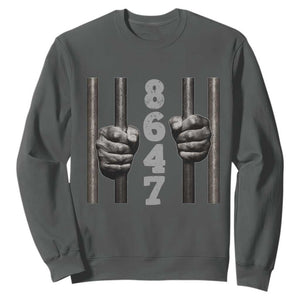 Funny 8647 Jail Sweatshirt Freedom Protest Satire Graphic Gift TS12 Dark Heather Print Your Wear