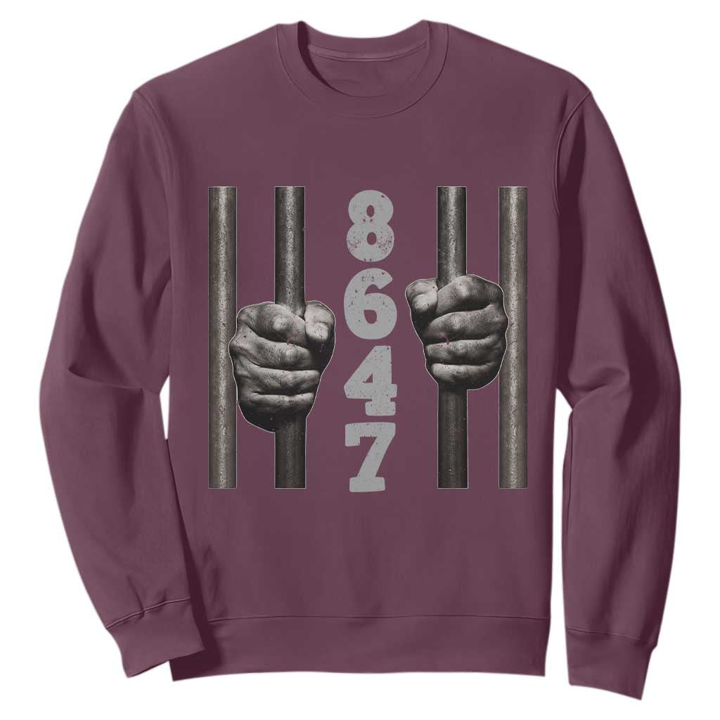 Funny 8647 Jail Sweatshirt Freedom Protest Satire Graphic Gift TS12 Maroon Print Your Wear