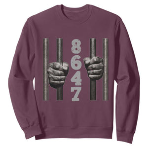 Funny 8647 Jail Sweatshirt Freedom Protest Satire Graphic Gift TS12 Maroon Print Your Wear