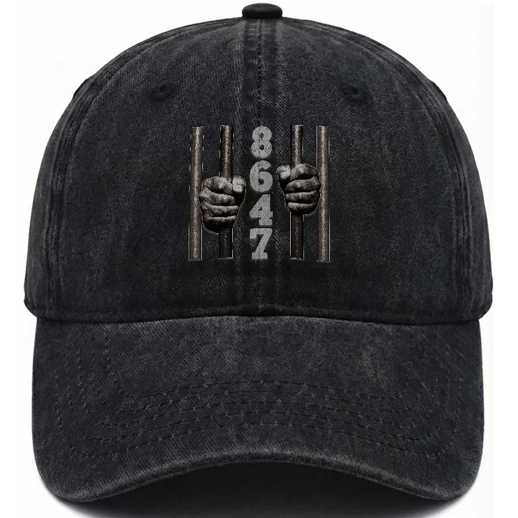 Funny 8647 Jail Washed Cotton Baseball Cap Freedom Protest Satire Graphic Gift TS12 Print Your Wear