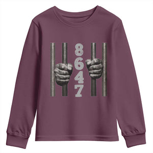 Funny 8647 Jail Youth Sweatshirt Freedom Protest Satire Graphic Gift TS12 Maroon Print Your Wear