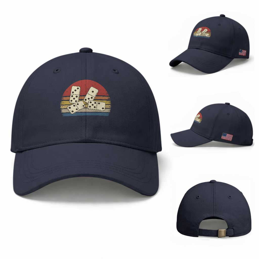 Vintage Domino Player 8647 Baseball Cap Board Game Subtle Protest TS12 Baseball Cap Universal Fit Navy Print Your Wear