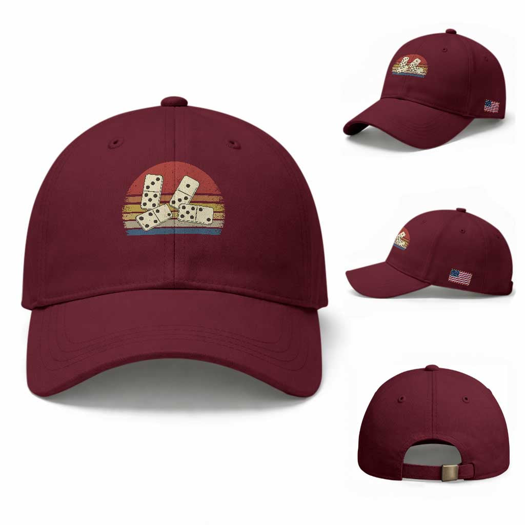 Vintage Domino Player 8647 Baseball Cap Board Game Subtle Protest TS12 Baseball Cap Universal Fit Maroon Print Your Wear