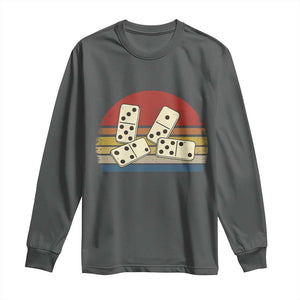 Vintage Domino Player 8647 Long Sleeve Shirt Board Game Subtle Protest TS12 Dark Heather Print Your Wear