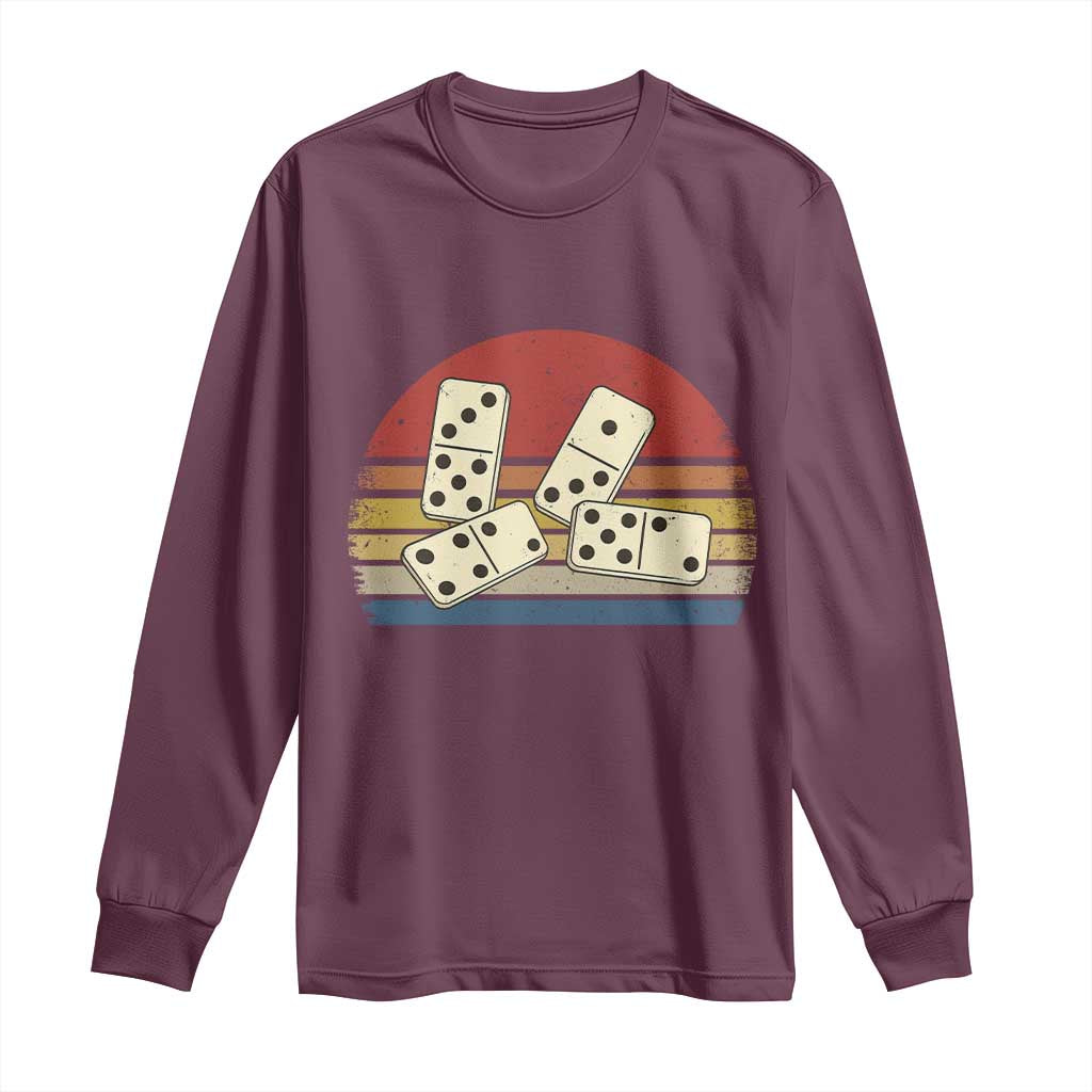 Vintage Domino Player 8647 Long Sleeve Shirt Board Game Subtle Protest TS12 Maroon Print Your Wear