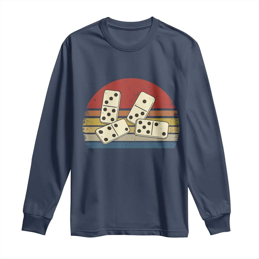 Vintage Domino Player 8647 Long Sleeve Shirt Board Game Subtle Protest TS12 Navy Print Your Wear