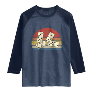 Vintage Domino Player 8647 Raglan Shirt Board Game Subtle Protest TS12 Heather Denim Navy Print Your Wear