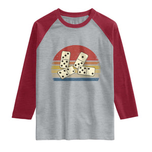 Vintage Domino Player 8647 Raglan Shirt Board Game Subtle Protest TS12 Heather Gray Heather Red Print Your Wear