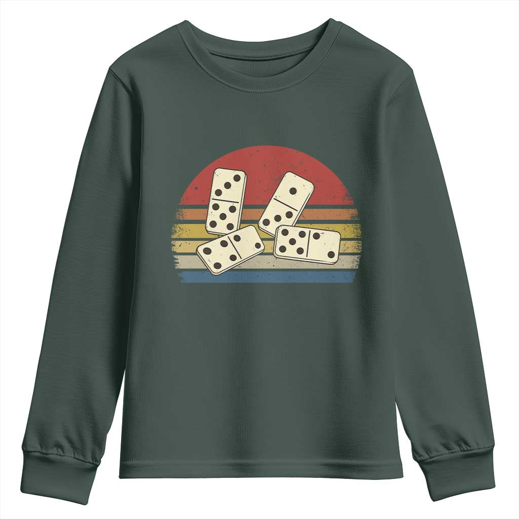 Vintage Domino Player 8647 Youth Sweatshirt Board Game Subtle Protest TS12 Dark Forest Green Print Your Wear